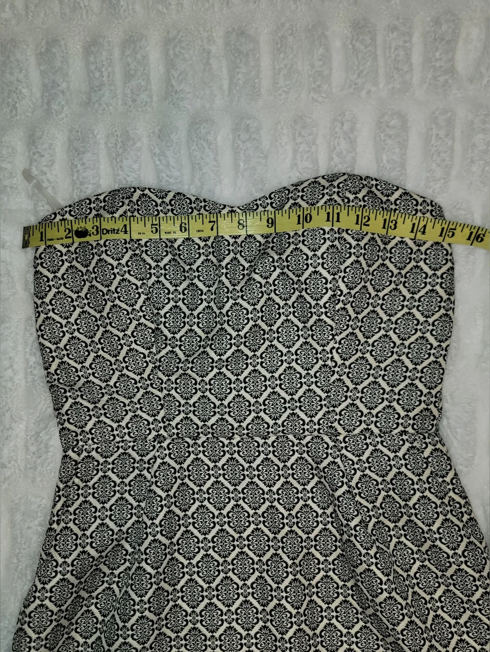 miami Strapless Sheath Dress in Black and White Tile Print - Picture 10 of 13